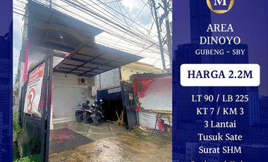 Dijual Rumah Area Dinoyo Surabaya SHM Tusuk Sate 3 Lantai dkt Tengah Kota Pusat