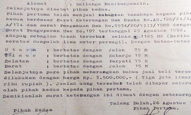 Tanah Dijual di Jl. Talang Buluh KM.16 Banyuasin