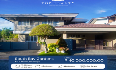 4BR 4 Bedroom House for Sale in BF Homes, Parañaque City at South Bay Gardens