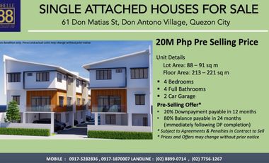 Brand New Single Attached House and Lot in Don Antonio QC with 4 Bedrooms and 2 Car Garage PH2461