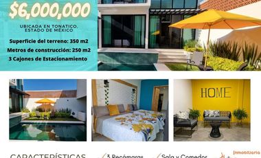 Casa VILLA DEL SOL en venta con jardín y alberca climatizada con excelente clima en Tonatico EDOMEX
