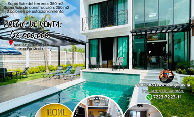 Casa VILLA DEL SOL en venta con jardín y alberca climatizada con excelente clima en Tonatico EDOMEX
