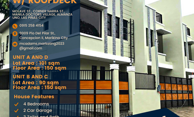 FOR SALE Two (2) Storey Townhouse w/ Roofdeck For Sale in Brgy. Almanza Uno, Las Piñas