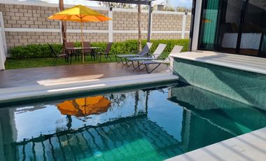 RENTA hermosa casa Villa del Sol con Alberca climatizada y enorme jardín de diseño único, EN TONATICO EDOMEX. Renta por noche DE FIN DE SEMANA