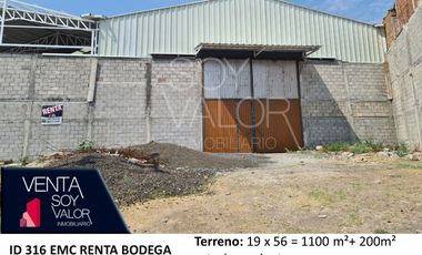 BODEGA EN RENTA SOBRE CARRETERA MORELIA - ZURUMBENEO, ID 316 EMC