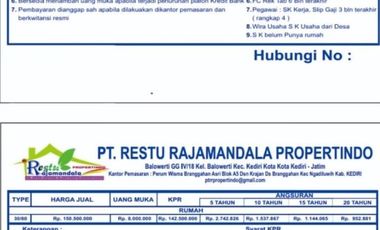 Dijual Rumah Baru di Ngadiluwih Kediri Dekat RS Arga Husada