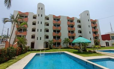 Departamento amueblado en Villa Santorini. A una cuadra del mar. Incluye agua, internet y mantenimiento