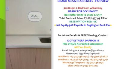 FOR SALE! SMART-HOME & ECO-FRIENDLY CONDOMINIUM UNIT – GRAND MESA RESIDENCES ACCESSIBLE TO ALL TYPES OF TRANSPO