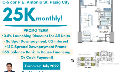 25K Monthly Promo! NEWEST PROJECT OF DMCI HOMES! THE VALERON TOWER 2 Bedroom Pre Selling Condo in C5 Pasig City! near Tiendesitas, Arcovia, Bridgetowne, Capitol Commons, Oritgas Cbd, BGC, Eastwood City Libis