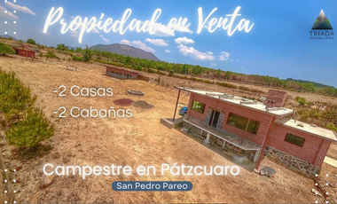 Venta de Finca 2 Casas 2 Cabañas Patzcuaro San Pedro CAMPESTRE con servicios