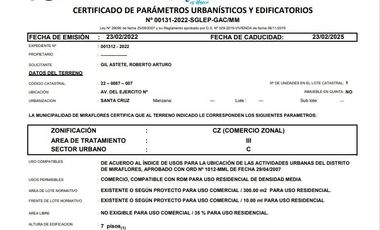 MIRAFLORES VENTA TERRENO 470.40 M2 (14.70x32.00)  CZ-RDM  7 PISOS