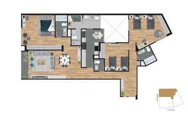 Vendo Flat 202 de 157 m2 de 3 dormitorios con balcón en Surco.
