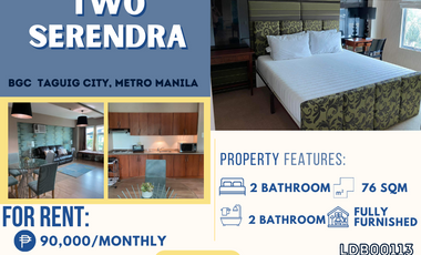 Rent a Stunning Two-Bedroom Apartment with Parking Facing Market! Market! Mall in Two Serendra