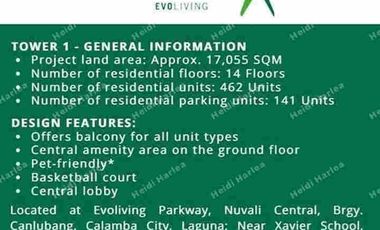 Condo For Sale in Nuvali Calamba, Laguna Near Establishments, Schools, Church, Malls, Studio with Balcony and 1-Bedroom with Balcony