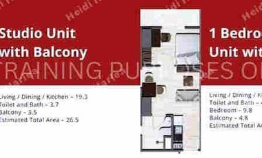 Condo For Sale in Nuvali Calamba, Laguna Near Establishments, Schools, Church, Malls, Studio with Balcony and 1-Bedroom with Balcony