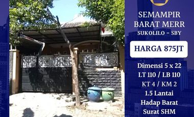 Rumah Murah Surabaya Timur Semampir Barat MERR dkt Nginden Kedung Baruk Tenggilis Wonorejo Permai Sukolilo