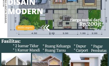 Dipasarkan Rumah siap bangun,Harga mulai dari Rp.200jt anda mendapatkn rumah dngn konsep & disain modern,