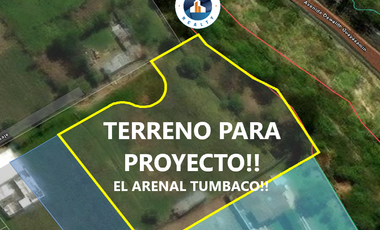 EXCELENTE TERRENO DE VENTA PARA PROYECTO EN EL ARENAL TUMBACO!! VISTA!!
