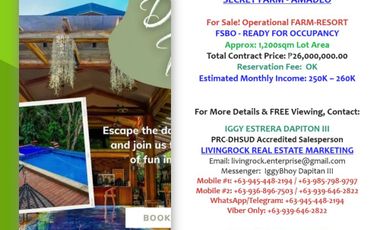 FOR SALE! OPERATION FARM/RESORT - SECRET FARM in Amadeo Cavite! WITH READY INCOME AND STAYCATION BUSINESS!!