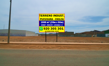 Vendo Terreno Industrial 1000 m² Km 57.5 Pan. Sur Indupark Chilca - Pucusana