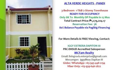 MINIMUM WAGE EARNER ATTENTION - 3-BEDROOM 2-STOREY TOWNHOUSE ALTO VERDE HEIGHTS PANDI 5K TO RESERVE A UNIT