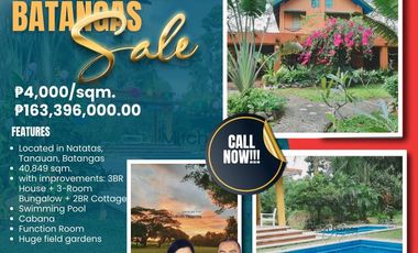 4-Hectare Beautiful Tuscan Resort Farm and Vacation Home with Swimming Pool For Sale in Tanauan, Batangas