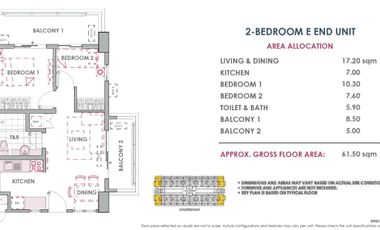 RFO 2-bedroom, 2-balcony End unit 61.50 sqm Near NAIA Airport