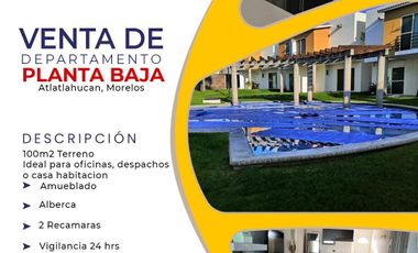 GRAN OPORTUNIDAD VENDO DPTO. PLANTA BAJA ,ALBERCA,VIGILANCIA ATLATLAHUCAN