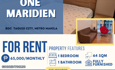 Pet Friendly One Bedroom with Parking and Balcony for Rent in One Maridien- BGC