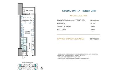 Spacious Studio Unit (30 sqm) Resort Inspired Condo | Allegra Garden Place by DMCI Homes