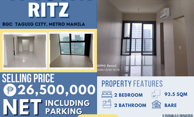 On Hand Clean Title Executive Two Bedroom with Maids Room, Balcony and Parking for SALE in UPTOWN RITZ- BGC 🏢✨
