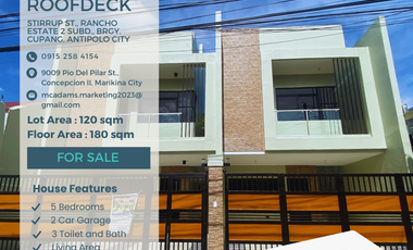 FOR SALE Two (2) Storey Townhouse with Roofdeck in Cupang, Antipolo