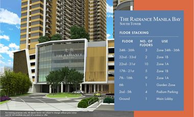 Lowest 1 Bedroom Condo For Sale in Roxas BLvd at Radiance Manila Bay - Southat P34,038 in 48 Months