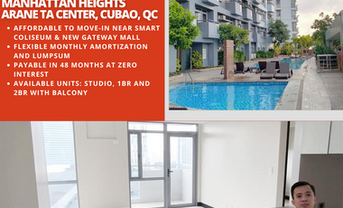 1BR WITH BALCONY READY TO MOVE-IN IN MANHATTAN CITY - NEW GATEWAY MALL & FARMER'S PLAZA- QUEZON CITY