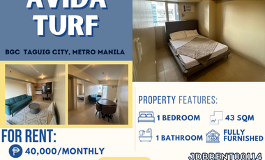 Executive One Bedroom with BALCONY for RENT in Avida Turf- BGC🏢✨