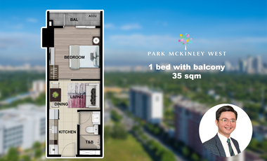 No downpayment 1 bed with balcony Park Mckinley West Preselling Bgc condo for sale Fort Bonifacio Taguig City