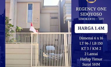 Dijual Rumah Regency One Sidoyoso Surabaya SHM 2 Lantai One Gate Row 2.5 Mobil