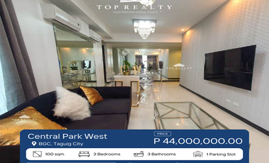 Condo Unit for Sale in Taguig City at Central Park West 3Bedroom 3BR
