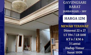 Dijual Rumah Mewah Terawat gayungsari Barat Surabaya 12M Bangunan Baru