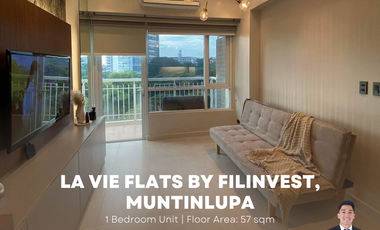 FOR RENT: 1 Bedroom unit with balcony & parking slot in La Vie Flats Alabang