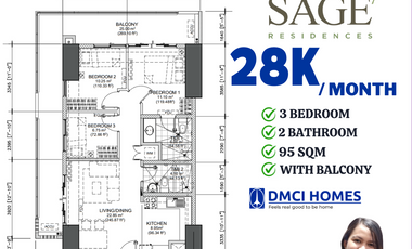 28K MONTHLY Pre Selling 3 BEDROOM DELUXE Condo in Mandaluyong near Ortigas Center - SAGE RESIDENCES BY DMCI HOMES