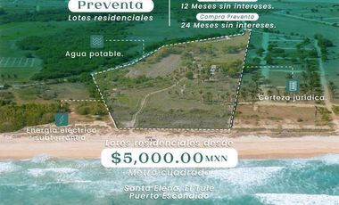 se venden terrenos con frente de playa y facilidades de pagos, en Pto. Esc. Oax.