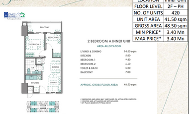 2 BEDROOM CONDO WITH PARKING SLOT - FOR SALE IN QUEZON CITY - INFINA TOWERS BY DMCI HOMES