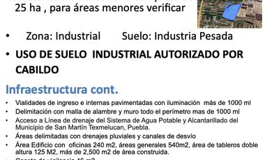 TERRENO INDUSTRIAL  VENTA    PLANTA SAN MARTIN TEXMELUCAN  Terreno Industrial (Planta San Martín)  San Martin Texmelucan,  Puebla