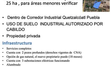 TERRENO INDUSTRIAL  VENTA    PLANTA SAN MARTIN TEXMELUCAN  Terreno Industrial (Planta San Martín)  San Martin Texmelucan,  Puebla