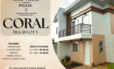 HOUSE AND LOT FOR SALE IN BINANGONAN RIZAL - CORAL