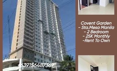 Rent to Own condo 2 bedroom in Sta.Mesa Manila as low as 25K Monthly