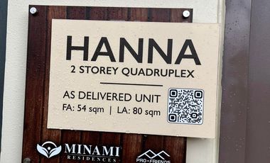 HOUSE AND LOT FOR SALE HANNA  QUADRUPLEX MINAMI RESIDENCES LOCATED GENERAL TRIAS CAVITE 45MINS AWAY FROM METRO MANILA .
