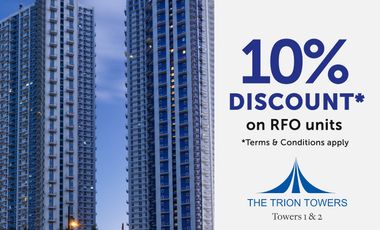 Ready for occupancy 2BR unit in BGC Trion Towers with 10% discount
