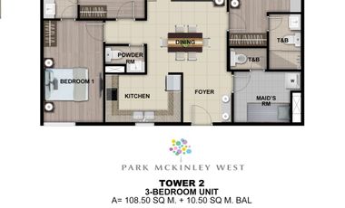 Preselling 3 bed with balcony 119 sqm Park Mckinley West Bgc condominium for sale Fort Bonifacio Taguig City